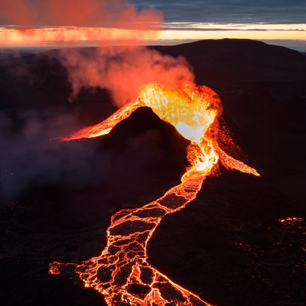 A shifting surface causing a volcano reference image for field trip